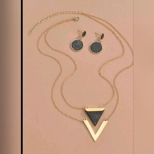 3pcs Marble Pattern Geometric Decor Jewelry Set